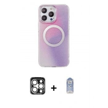 MARSİLYAN™- iPhone 15 Pro Max Kılıf Pusula Form - Siyah Joko Magic 5D Cam + PVD Metal Kamera Lens - GS
