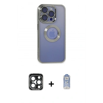 MARSİLYAN™- iPhone 15 Pro Max Kılıf Pusula Form - Siyah Joko Magic 5D Cam + PVD Metal Kamera Lens - LT