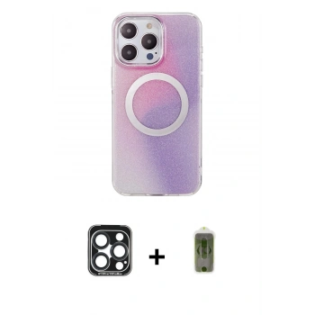 MARSİLYAN™- iPhone 15 Pro Max Kılıf Pusula Form - Siyah Joko Magic 5D Hayalet Cam + PVD Metal Kamera Lens - LT