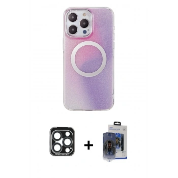 MARSİLYAN™- iPhone 15 Pro Max Kılıf Pusula Form - Siyah Vanessa Magic Cam + PVD Metal Kamera Lens - LT