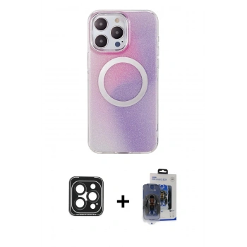 MARSİLYAN™- iPhone 15 Pro Max Kılıf Pusula Form - Siyah Vanessa Magic Cam + PVD Metal Kamera Lens - SH