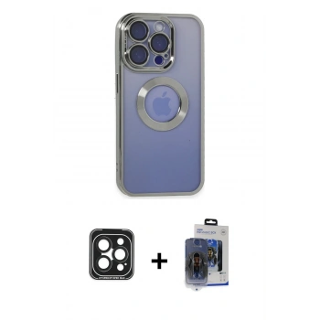 MARSİLYAN™- iPhone 15 Pro Max Kılıf Pusula Form - Siyah Vanessa Magic Cam + PVD Metal Kamera Lens - SH