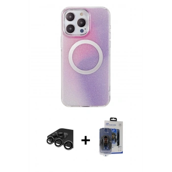 MARSİLYAN™- iPhone 15 Pro Max Kılıf Pusula Form - Siyah Vanessa Magic Cam + Raze Metal Kamera Lens - TMGI