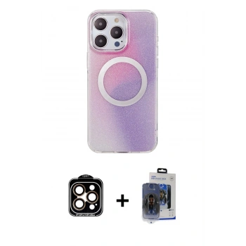 MARSİLYAN™- iPhone 15 Pro Max Kılıf Pusula Form - Siyah Vanessa Magic Cam + PVD Metal Kamera Lens - TU