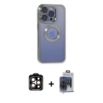MARSİLYAN™- iPhone 15 Pro Max Kılıf Pusula Form - Siyah Vanessa Magic Cam + PVD Metal Kamera Lens - TU