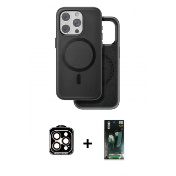 MARSİLYAN™- iPhone 15 Pro Max Kılıf Pusula Işık Koleksiyonu - Şeffaf 360 Full Body Arka Koruyucu + PVD Metal Kamera Lens - TU
