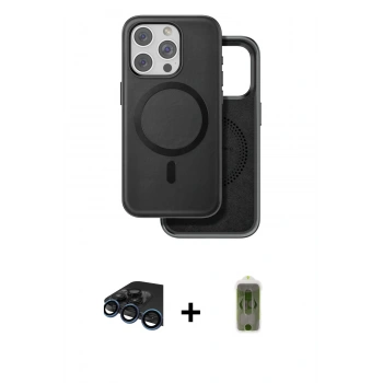 MARSİLYAN™- iPhone 15 Pro Max Kılıf Pusula Işık Koleksiyonu - Siyah Joko Magic 5D Hayalet Cam + Raze Metal Kamera Lens - LT