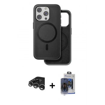 MARSİLYAN™- iPhone 15 Pro Max Kılıf Pusula Işık Koleksiyonu - Siyah Vanessa Magic Cam + Raze Metal Kamera Lens - GS