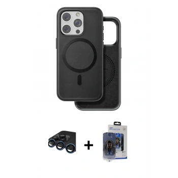MARSİLYAN™- iPhone 15 Pro Max Kılıf Pusula Işık Koleksiyonu - Siyah Vanessa Magic Cam + Raze Metal Kamera Lens - LT