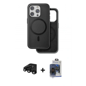 MARSİLYAN™- iPhone 15 Pro Max Kılıf Pusula Işık Koleksiyonu - Siyah Vanessa Magic Cam + Raze Metal Kamera Lens - SH