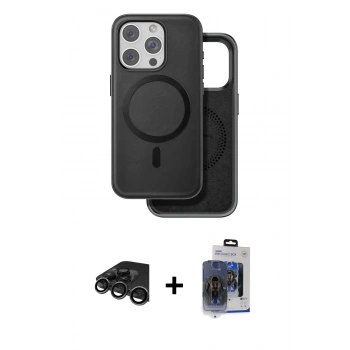MARSİLYAN™- iPhone 15 Pro Max Kılıf Pusula Işık Koleksiyonu - Siyah Vanessa Magic Cam + Raze Metal Kamera Lens - TMGI