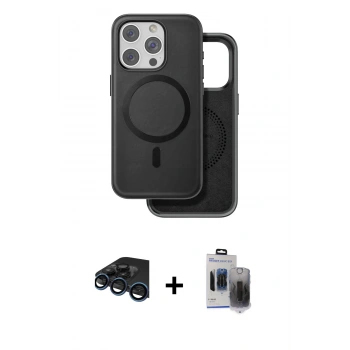 MARSİLYAN™- iPhone 15 Pro Max Kılıf Pusula Işık Koleksiyonu - Siyah Vanessa Magic Hayalet Cam + Raze Metal Kamera Lens - LT