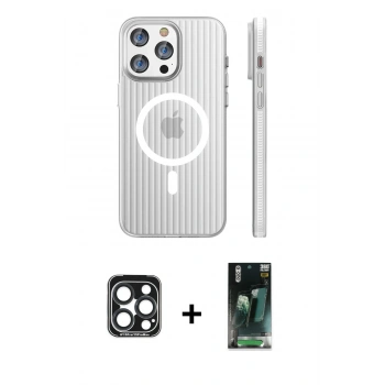 MARSİLYAN™- iPhone 15 Pro Max Kılıf Pusula Minimal Koleksiyonu - Şeffaf 360 Full Body Arka Koruyucu + PVD Metal Kamera Lens - LT