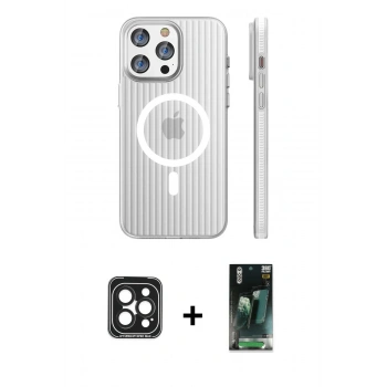 MARSİLYAN™- iPhone 15 Pro Max Kılıf Pusula Minimal Koleksiyonu - Şeffaf 360 Full Body Arka Koruyucu + PVD Metal Kamera Lens - SH