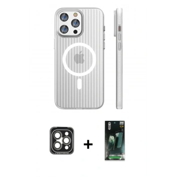 MARSİLYAN™- iPhone 15 Pro Max Kılıf Pusula Minimal Koleksiyonu - Siyah 360 Mat Full Body Arka Koruyucu + PVD Metal Kamera Lens - GI