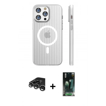 MARSİLYAN™- iPhone 15 Pro Max Kılıf Pusula Minimal Koleksiyonu - Siyah 360 Mat Full Body Arka Koruyucu + Raze Metal Kamera Lens - GS