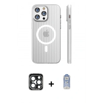 MARSİLYAN™- iPhone 15 Pro Max Kılıf Pusula Minimal Koleksiyonu - Siyah Joko Magic 5D Cam + PVD Metal Kamera Lens - LT