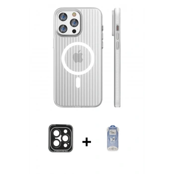 MARSİLYAN™- iPhone 15 Pro Max Kılıf Pusula Minimal Koleksiyonu - Siyah Joko Magic 5D Cam + PVD Metal Kamera Lens - SH