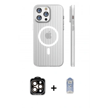MARSİLYAN™- iPhone 15 Pro Max Kılıf Pusula Minimal Koleksiyonu - Siyah Joko Magic 5D Cam + PVD Metal Kamera Lens - TU