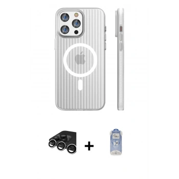 MARSİLYAN™- iPhone 15 Pro Max Kılıf Pusula Minimal Koleksiyonu - Siyah Joko Magic 5D Cam + Raze Metal Kamera Lens - GS