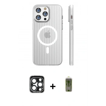MARSİLYAN™- iPhone 15 Pro Max Kılıf Pusula Minimal Koleksiyonu - Siyah Joko Magic 5D Hayalet Cam + PVD Metal Kamera Lens - LT