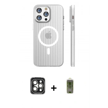 MARSİLYAN™- iPhone 15 Pro Max Kılıf Pusula Minimal Koleksiyonu - Siyah Joko Magic 5D Hayalet Cam + PVD Metal Kamera Lens - GI