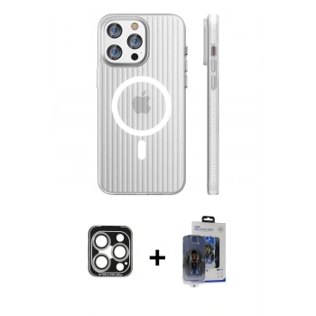 MARSİLYAN™- iPhone 15 Pro Max Kılıf Pusula Minimal Koleksiyonu - Siyah Vanessa Magic Cam + PVD Metal Kamera Lens - GS