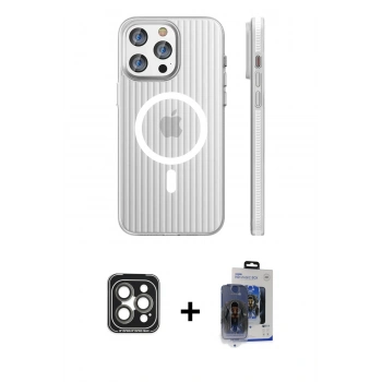 MARSİLYAN™- iPhone 15 Pro Max Kılıf Pusula Minimal Koleksiyonu - Siyah Vanessa Magic Cam + PVD Metal Kamera Lens - GI