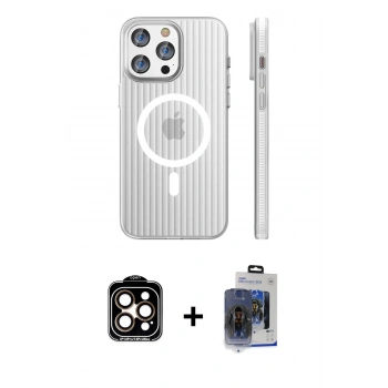 MARSİLYAN™- iPhone 15 Pro Max Kılıf Pusula Minimal Koleksiyonu - Siyah Vanessa Magic Cam + PVD Metal Kamera Lens - TU
