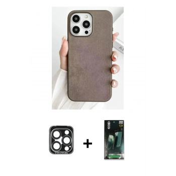 MARSİLYAN™- iPhone 15 Pro Max Kılıf Pusula Modern - Siyah 360 Mat Full Body Arka Koruyucu + PVD Metal Kamera Lens - LT