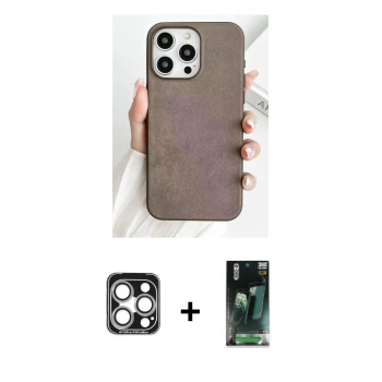 MARSİLYAN™- iPhone 15 Pro Max Kılıf Pusula Modern - Siyah 360 Mat Full Body Arka Koruyucu + PVD Metal Kamera Lens - GS