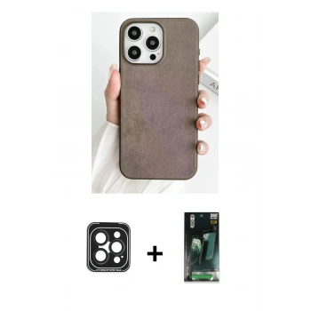 MARSİLYAN™- iPhone 15 Pro Max Kılıf Pusula Modern - Siyah 360 Mat Full Body Arka Koruyucu + PVD Metal Kamera Lens - SH