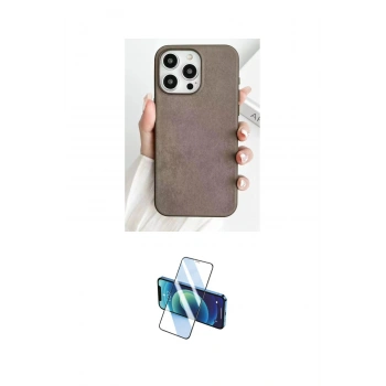 MARSİLYAN™- iPhone 15 Pro Max Kılıf Pusula Modern - Siyah 3D Antistatik Seramik Nano Ekran Koruyucu