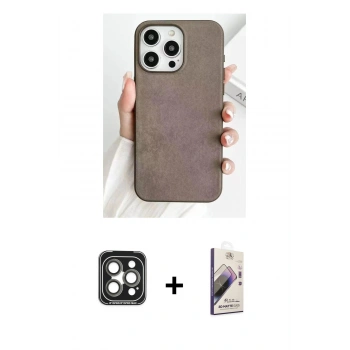 MARSİLYAN™- iPhone 15 Pro Max Kılıf Pusula Modern - Siyah Bilvis 3D Mat Cam Ekran Koruyucu + PVD Metal Kamera Lens - GI