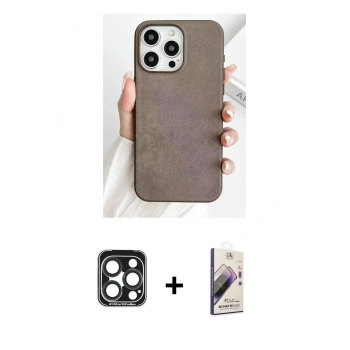 MARSİLYAN™- iPhone 15 Pro Max Kılıf Pusula Modern - Siyah Bilvis 3D Mat Cam Ekran Koruyucu + PVD Metal Kamera Lens - LT