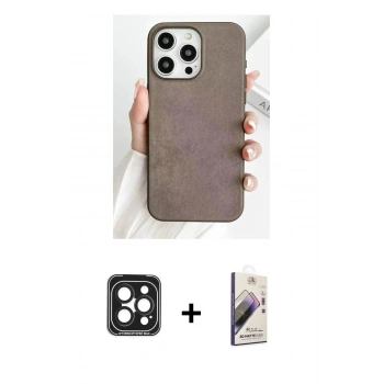 MARSİLYAN™- iPhone 15 Pro Max Kılıf Pusula Modern - Siyah Bilvis 3D Mat Cam Ekran Koruyucu + PVD Metal Kamera Lens - SH