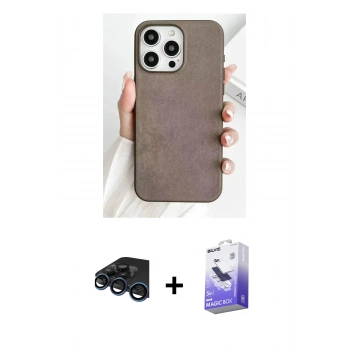 MARSİLYAN™- iPhone 15 Pro Max Kılıf Pusula Modern - Siyah Bilvis 5in1 5D Magic Hayalet Cam Ekran Koruyucu + Raze Metal Kamera Lens - LT