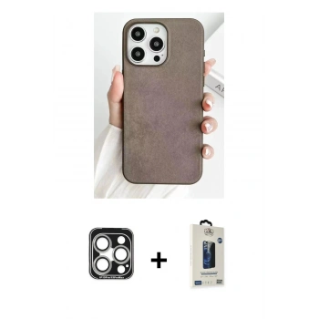 MARSİLYAN™- iPhone 15 Pro Max Kılıf Pusula Modern - Siyah Bilvis Hayalet Cam Ekran Koruyucu + PVD Metal Kamera Lens - GS