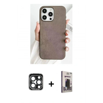 MARSİLYAN™- iPhone 15 Pro Max Kılıf Pusula Modern - Siyah Bilvis Hayalet Cam Ekran Koruyucu + PVD Metal Kamera Lens - LT