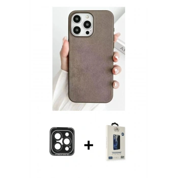 MARSİLYAN™- iPhone 15 Pro Max Kılıf Pusula Modern - Siyah Bilvis Hayalet Cam Ekran Koruyucu + PVD Metal Kamera Lens - SH