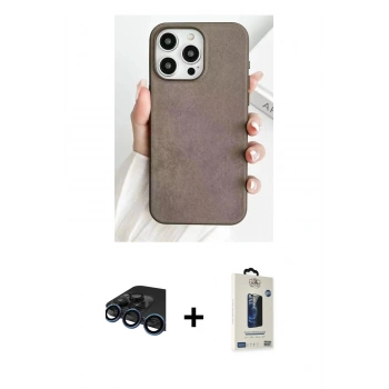 MARSİLYAN™- iPhone 15 Pro Max Kılıf Pusula Modern - Siyah Bilvis Hayalet Cam Ekran Koruyucu + Raze Metal Kamera Lens - LT