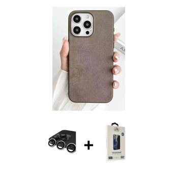 MARSİLYAN™- iPhone 15 Pro Max Kılıf Pusula Modern - Siyah Bilvis Hayalet Cam Ekran Koruyucu + Raze Metal Kamera Lens - GS