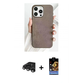MARSİLYAN™- iPhone 15 Pro Max Kılıf Pusula Modern - Siyah Buffer Hayalet Cam Ekran Koruyucu + Raze Metal Kamera Lens - TMGI