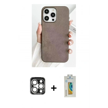 MARSİLYAN™- iPhone 15 Pro Max Kılıf Pusula Modern - Siyah Polymer Nano Ekran Koruyucu + PVD Metal Kamera Lens - GS
