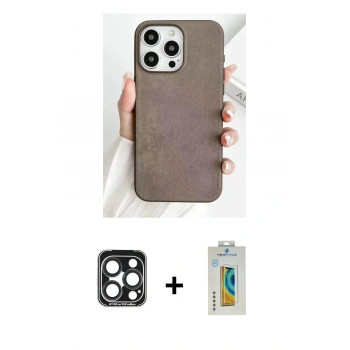 MARSİLYAN™- iPhone 15 Pro Max Kılıf Pusula Modern - Siyah Polymer Nano Ekran Koruyucu + PVD Metal Kamera Lens - LT