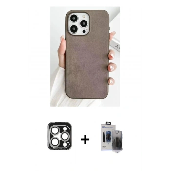 MARSİLYAN™- iPhone 15 Pro Max Kılıf Pusula Modern - Siyah Vanessa Magic Hayalet Cam + PVD Metal Kamera Lens - GS