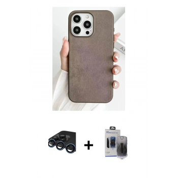 MARSİLYAN™- iPhone 15 Pro Max Kılıf Pusula Modern - Siyah Vanessa Magic Hayalet Cam + Raze Metal Kamera Lens - LT