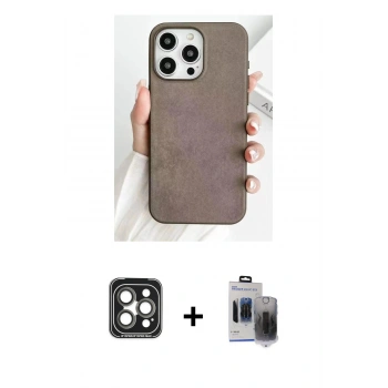 MARSİLYAN™- iPhone 15 Pro Max Kılıf Pusula Modern - Siyah Vanessa Magic Hayalet Cam + PVD Metal Kamera Lens - GI