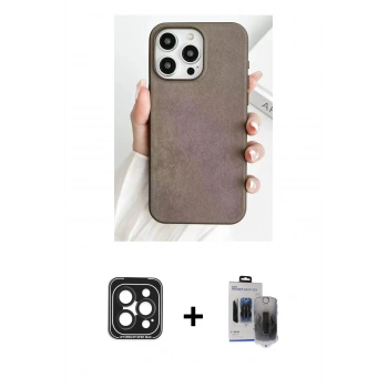 MARSİLYAN™- iPhone 15 Pro Max Kılıf Pusula Modern - Siyah Vanessa Magic Hayalet Cam + PVD Metal Kamera Lens - SH