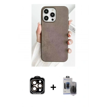 MARSİLYAN™- iPhone 15 Pro Max Kılıf Pusula Modern - Siyah Vanessa Magic Hayalet Cam + PVD Metal Kamera Lens - TU